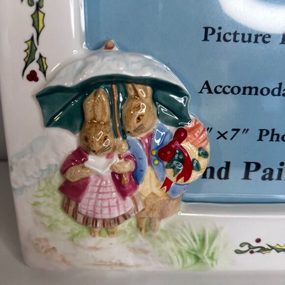 Schmid Beatrix Potter NEW Rabbits in the Snow Picture Frame VTG 1989 Christmas - Picture 3 of 9